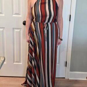 Vici Striped Maxi Halter Dress - Size M